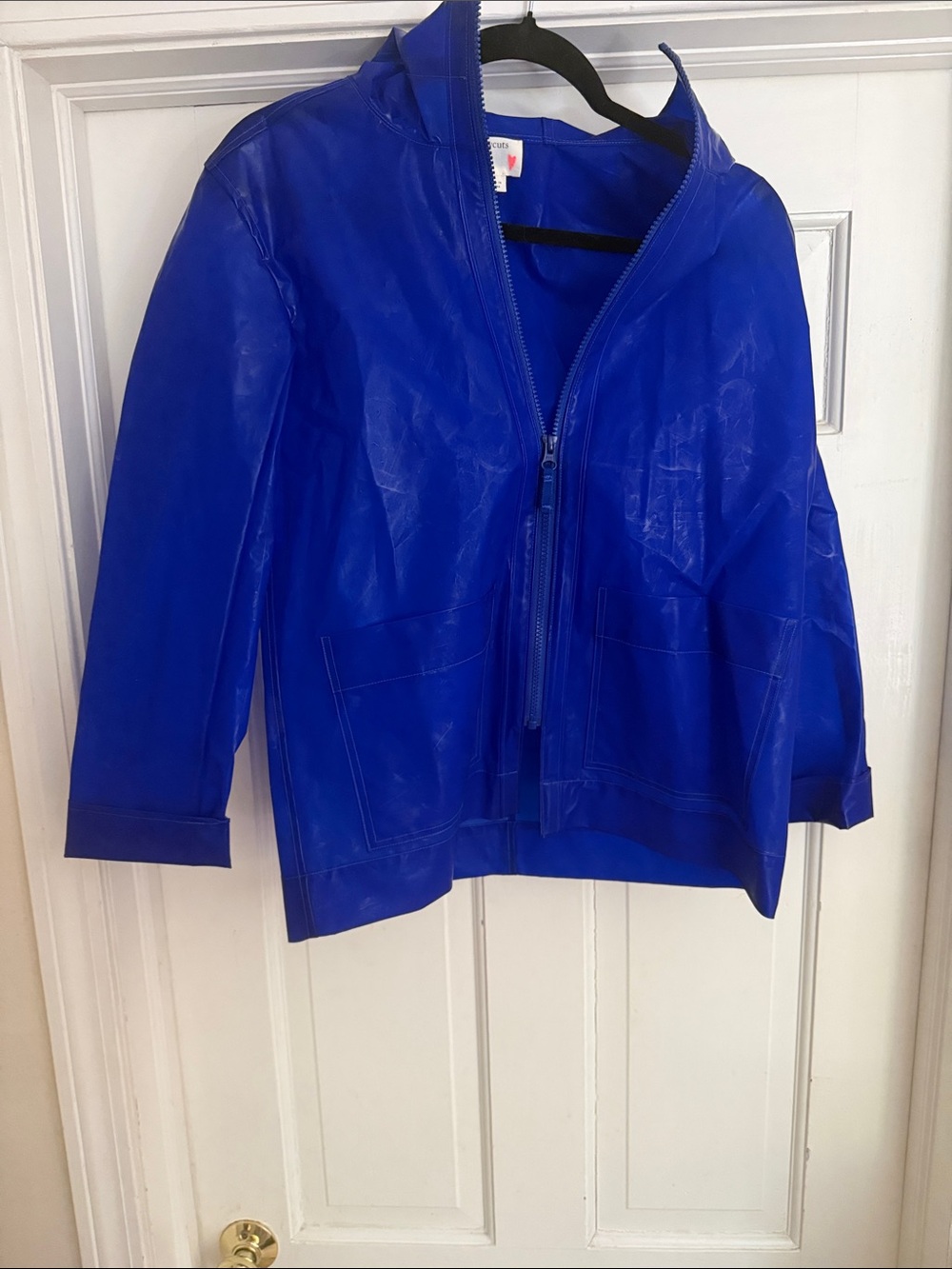 NWOT crewcuts bright blue hooded rain jacket size 14